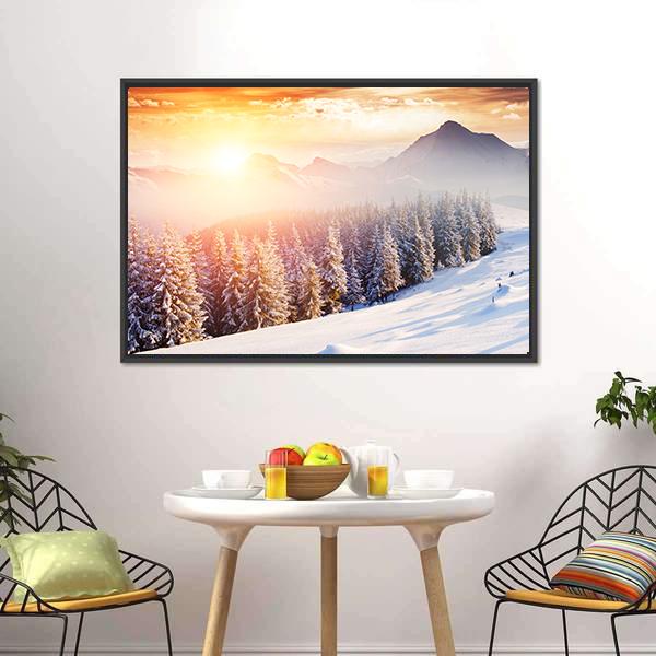 Dramatic Wintry Scenery Canvas Wall Art-3 Horizontal-Gallery Wrap-25&quot; x 16&quot;-Tiaracle