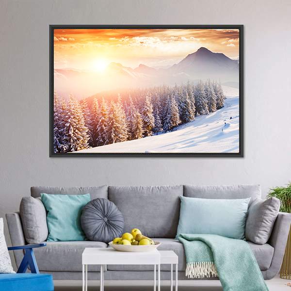 Dramatic Wintry Scenery Canvas Wall Art-3 Horizontal-Gallery Wrap-25" x 16"-Tiaracle
