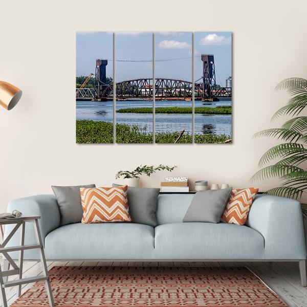 Drawbridge In Decatur Canvas Wall Art-4 Horizontal-Gallery Wrap-34" x 24"-Tiaracle