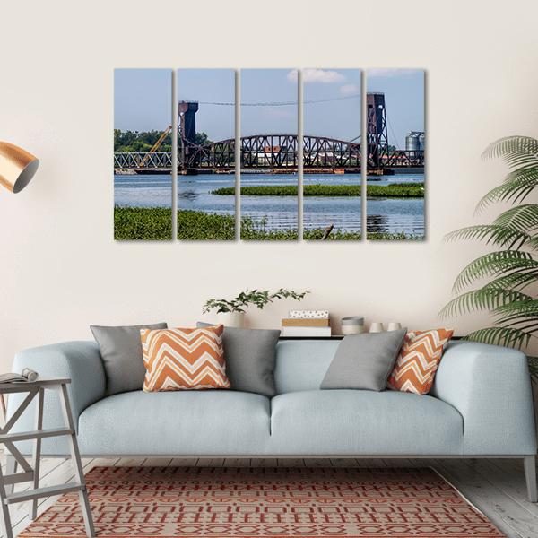 Drawbridge In Decatur Canvas Wall Art-5 Horizontal-Gallery Wrap-22" x 12"-Tiaracle