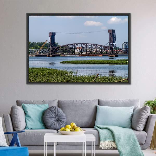 Drawbridge In Decatur Canvas Wall Art-5 Horizontal-Gallery Wrap-22" x 12"-Tiaracle