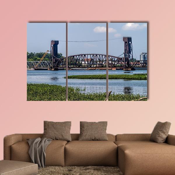 Drawbridge In Decatur Canvas Wall Art-3 Horizontal-Gallery Wrap-37" x 24"-Tiaracle