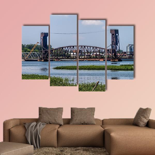 Drawbridge In Decatur Canvas Wall Art-4 Pop-Gallery Wrap-50" x 32"-Tiaracle