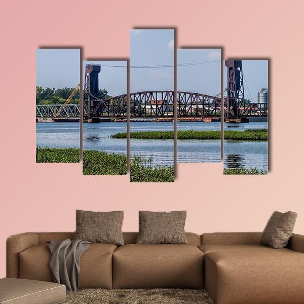 Drawbridge In Decatur Canvas Wall Art-5 Pop-Gallery Wrap-47" x 32"-Tiaracle