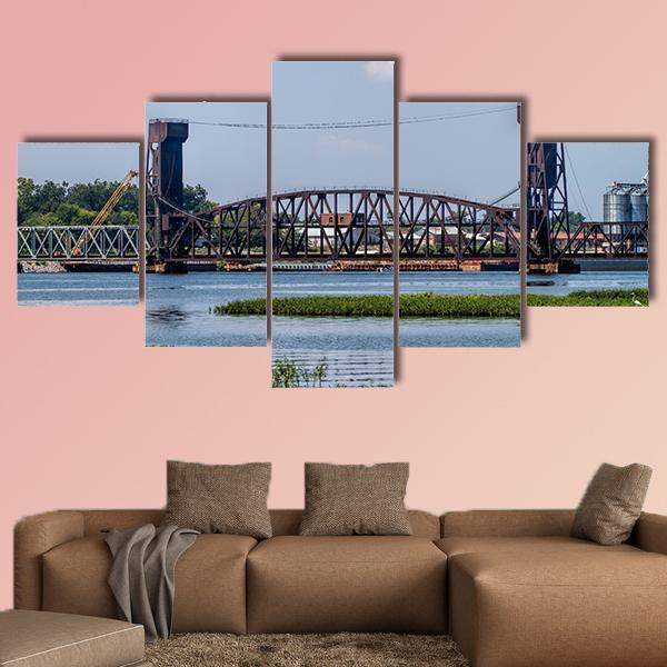 Drawbridge In Decatur Canvas Wall Art-5 Star-Gallery Wrap-62" x 32"-Tiaracle