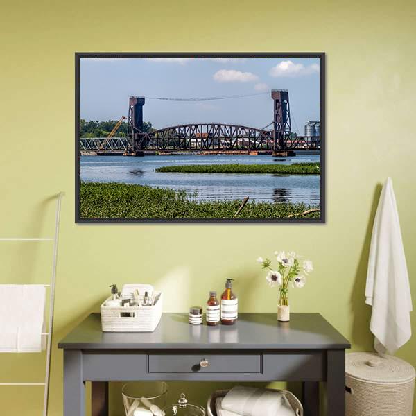 Drawbridge In Decatur Canvas Wall Art-3 Horizontal-Gallery Wrap-25" x 16"-Tiaracle