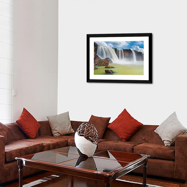 Dray Nur Waterfall Panoramic Canvas Wall Art-1 Piece-36" x 12"-Tiaracle