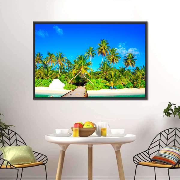 Dreamscape Of Maldives Canvas Wall Art-1 Piece-Floating Frame-24" x 16"-Tiaracle
