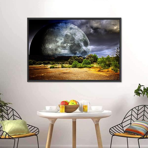 Dreamscape With Full Moon Canvas Wall Art-1 Piece-Floating Frame-24" x 16"-Tiaracle