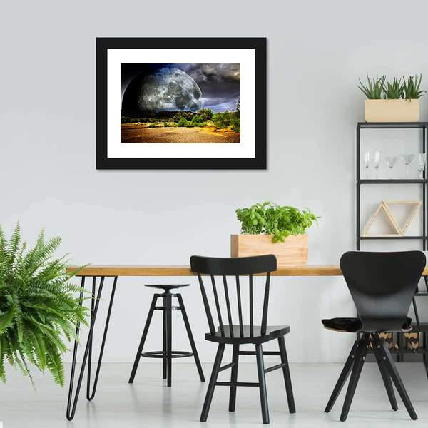 Dreamscape With Full Moon Canvas Wall Art-5 Horizontal-Gallery Wrap-22" x 12"-Tiaracle