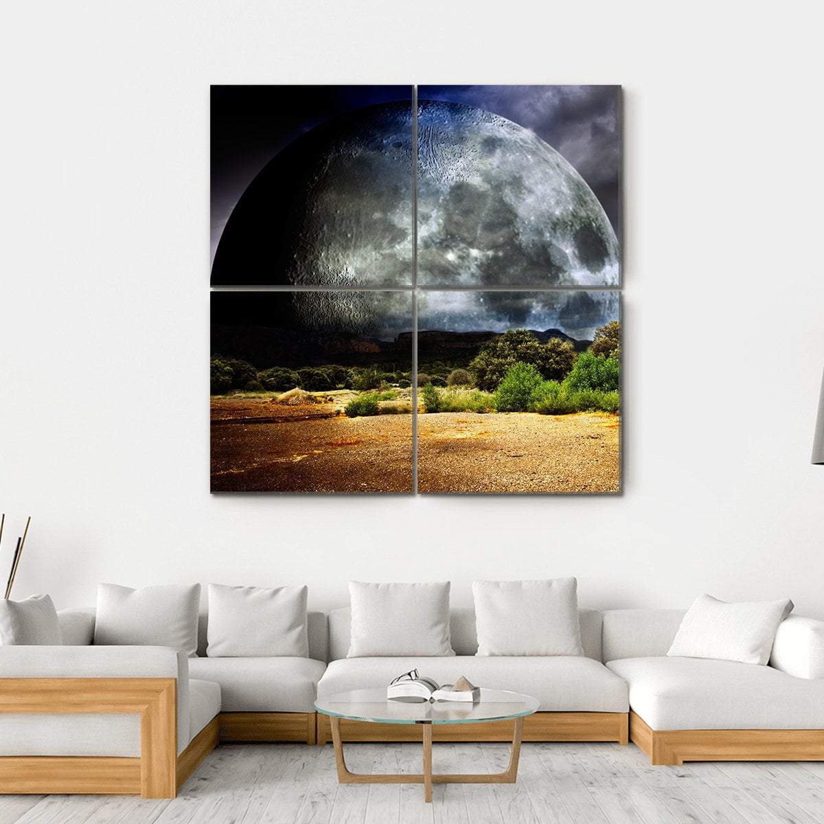 Dreamscape With Full Moon Canvas Wall Art-4 Square-Gallery Wrap-17" x 17"-Tiaracle