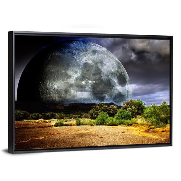 Dreamscape With Full Moon Canvas Wall Art-3 Horizontal-Gallery Wrap-25" x 16"-Tiaracle