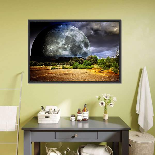 Dreamscape With Full Moon Canvas Wall Art-3 Horizontal-Gallery Wrap-25" x 16"-Tiaracle