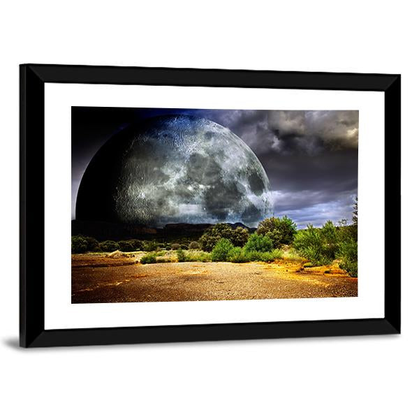 Dreamscape With Full Moon Canvas Wall Art-3 Horizontal-Gallery Wrap-25" x 16"-Tiaracle