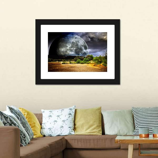 Dreamscape With Full Moon Canvas Wall Art-1 Piece-Framed Print-20" x 16"-Tiaracle