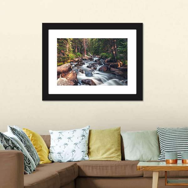 Dreamy Mountain Stream Canvas Wall Art-1 Piece-Framed Print-20" x 16"-Tiaracle