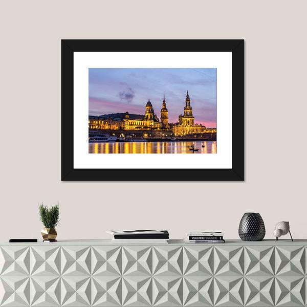 Dresden At Sundown Canvas Wall Art-1 Piece-Floating Frame-24" x 16"-Tiaracle