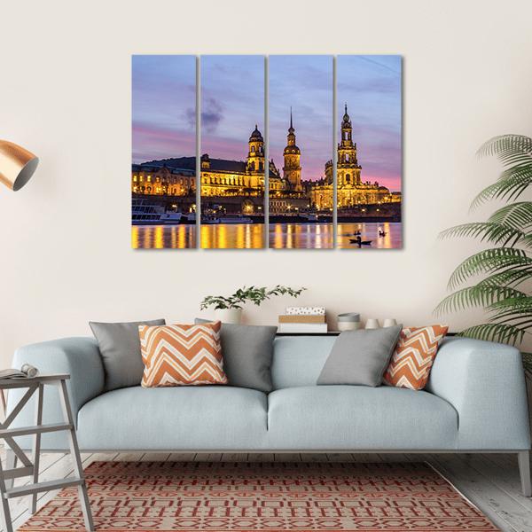 Dresden At Sundown Canvas Wall Art-4 Horizontal-Gallery Wrap-34" x 24"-Tiaracle