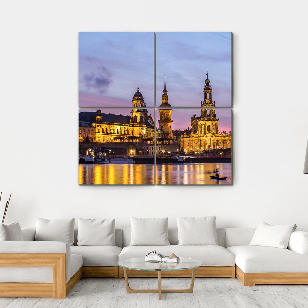 Dresden At Sundown Canvas Wall Art-4 Square-Gallery Wrap-17" x 17"-Tiaracle
