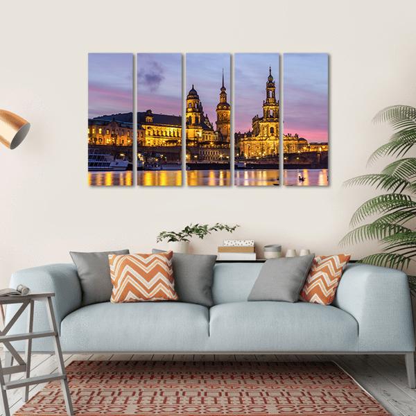 Dresden At Sundown Canvas Wall Art-5 Horizontal-Gallery Wrap-22" x 12"-Tiaracle