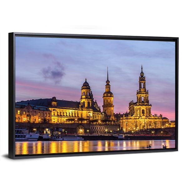 Dresden At Sundown Canvas Wall Art-3 Horizontal-Gallery Wrap-25" x 16"-Tiaracle