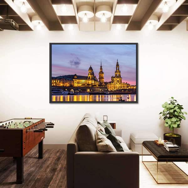 Dresden At Sundown Canvas Wall Art-3 Horizontal-Gallery Wrap-25" x 16"-Tiaracle