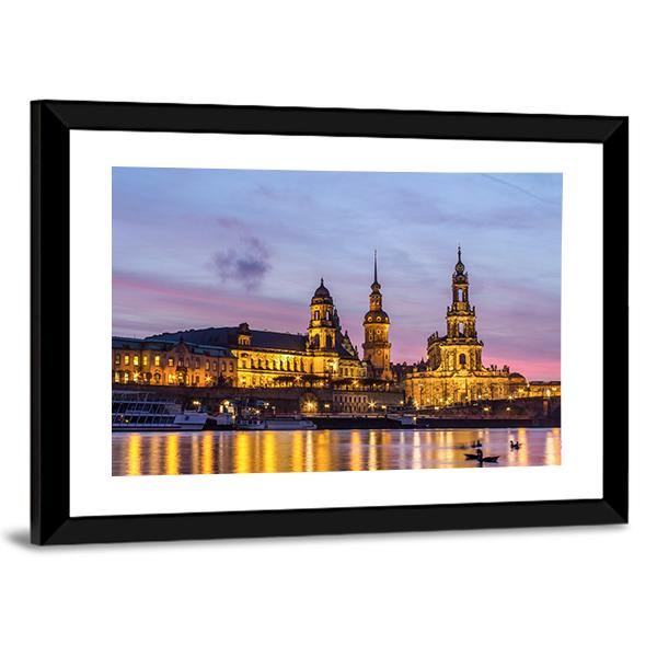 Dresden At Sundown Canvas Wall Art-3 Horizontal-Gallery Wrap-25" x 16"-Tiaracle