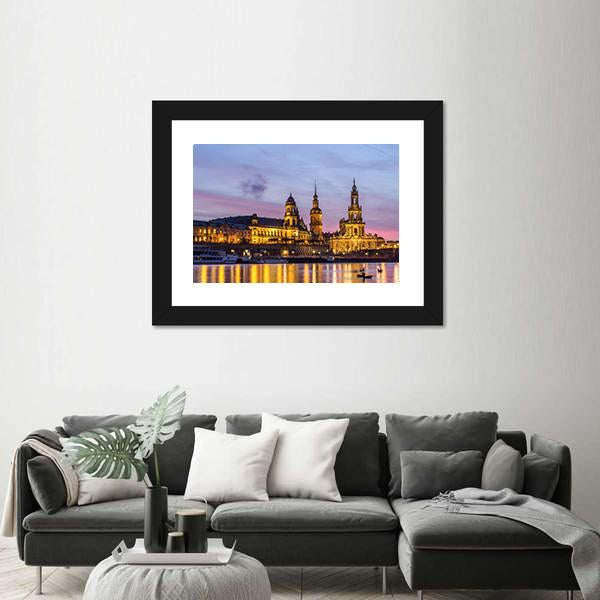 Dresden At Sundown Canvas Wall Art-3 Horizontal-Gallery Wrap-25" x 16"-Tiaracle
