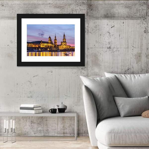 Dresden At Sundown Canvas Wall Art-3 Horizontal-Gallery Wrap-25" x 16"-Tiaracle
