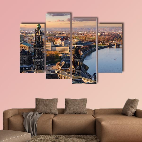 Dresden Skyline Canvas Wall Art-4 Pop-Gallery Wrap-50" x 32"-Tiaracle
