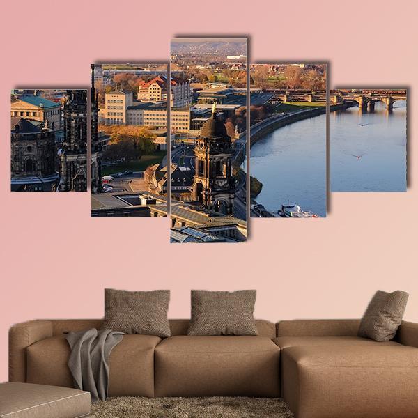 Dresden Skyline Canvas Wall Art-5 Star-Gallery Wrap-62" x 32"-Tiaracle