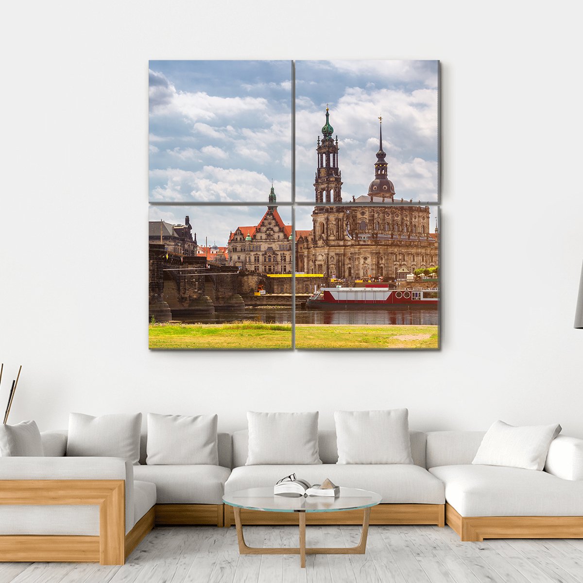 Dresden City Skyline Panorama Canvas Wall Art-4 Square-Gallery Wrap-17" x 17"-Tiaracle