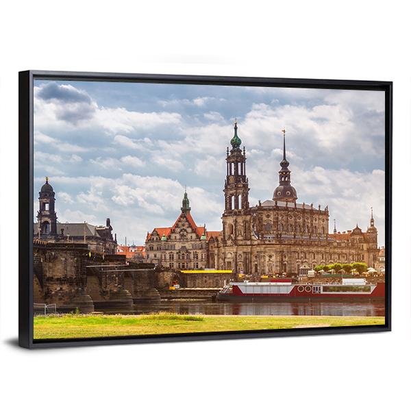Dresden City Skyline Panorama Canvas Wall Art-3 Horizontal-Gallery Wrap-25" x 16"-Tiaracle
