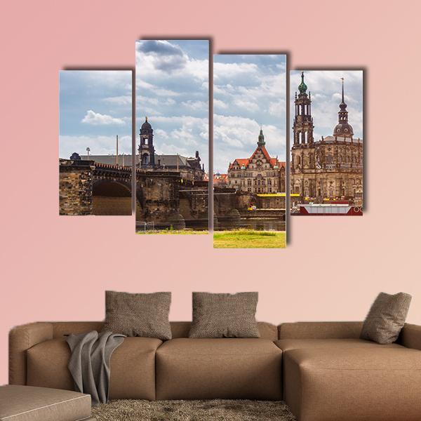 Dresden City Skyline Panorama Canvas Wall Art-4 Pop-Gallery Wrap-50" x 32"-Tiaracle