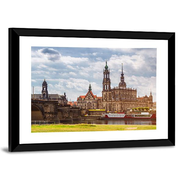Dresden City Skyline Panorama Canvas Wall Art-3 Horizontal-Gallery Wrap-25" x 16"-Tiaracle