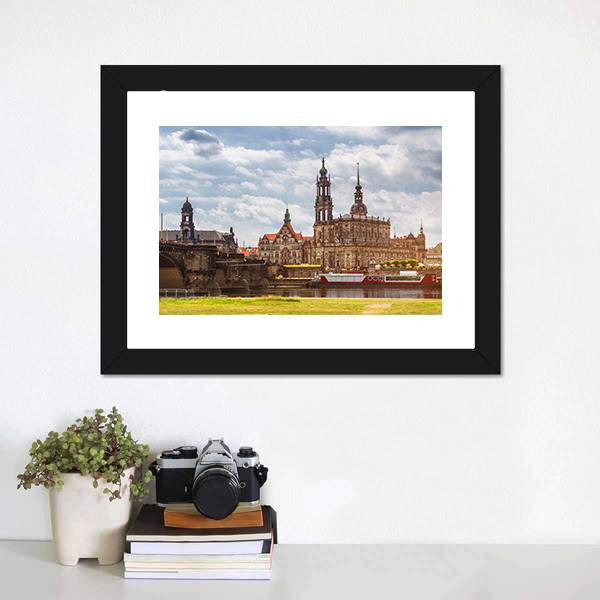 Dresden City Skyline Panorama Canvas Wall Art-3 Horizontal-Gallery Wrap-25" x 16"-Tiaracle