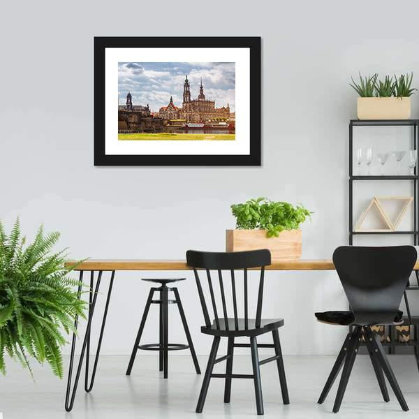 Dresden City Skyline Panorama Canvas Wall Art-3 Horizontal-Gallery Wrap-25" x 16"-Tiaracle