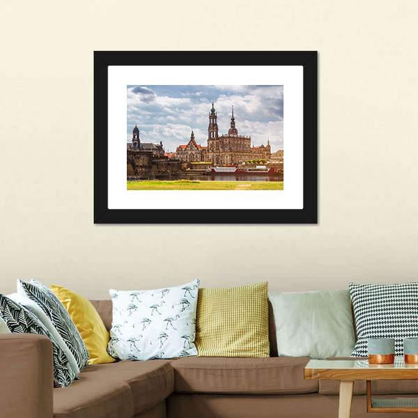 Dresden City Skyline Panorama Canvas Wall Art-1 Piece-Framed Print-20" x 16"-Tiaracle