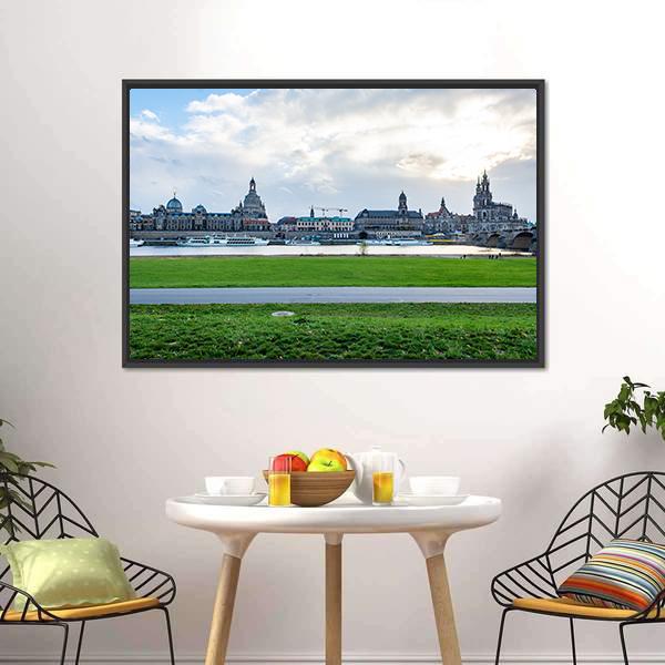 Dresden Cityscape Canvas Wall Art-1 Piece-Floating Frame-24" x 16"-Tiaracle