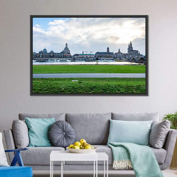 Dresden Cityscape Canvas Wall Art-3 Horizontal-Gallery Wrap-25" x 16"-Tiaracle