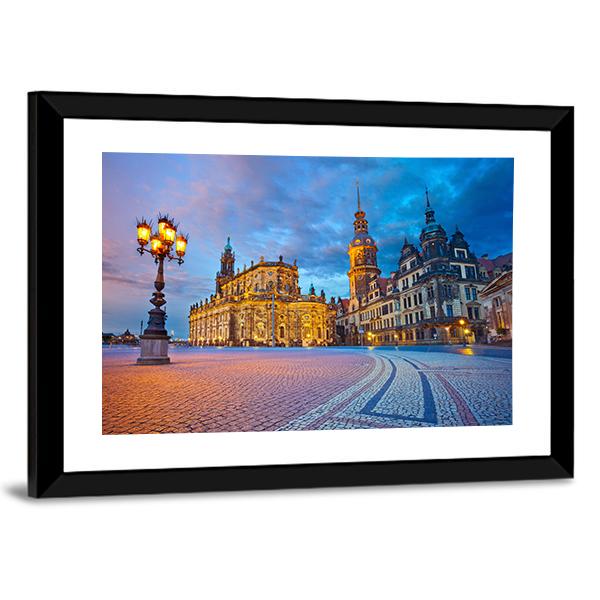 Dresden During Twilight Canvas Wall Art-5 Horizontal-Gallery Wrap-22" x 12"-Tiaracle