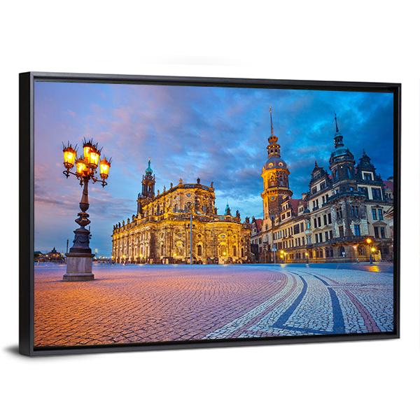 Dresden During Twilight Canvas Wall Art-5 Horizontal-Gallery Wrap-22" x 12"-Tiaracle