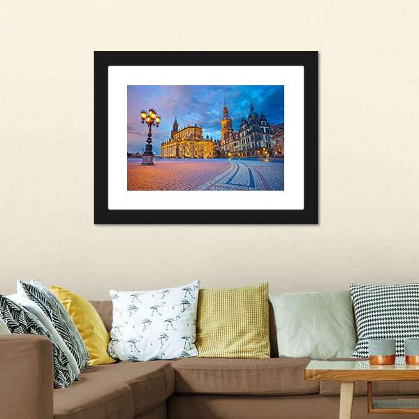 Dresden During Twilight Panoramic Canvas Wall Art-1 Piece-36" x 12"-Tiaracle