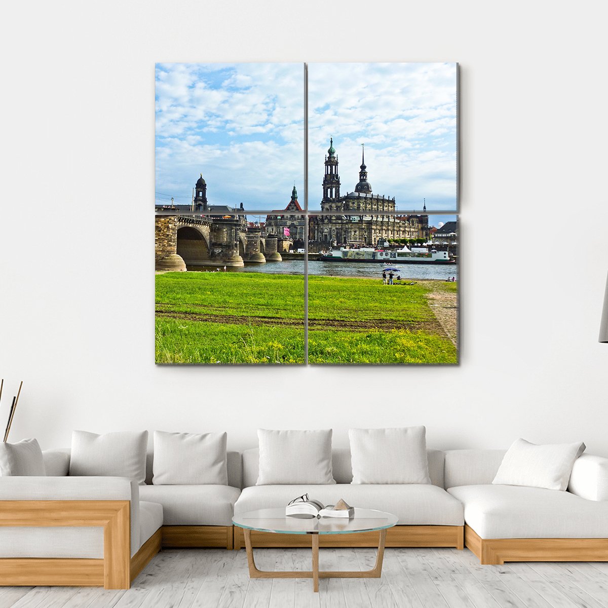 Panorama Of Dresden Canvas Wall Art-4 Square-Gallery Wrap-17" x 17"-Tiaracle