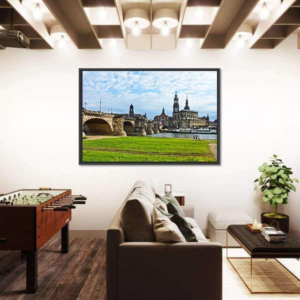 Panorama Of Dresden Vertical Canvas Wall Art-3 Vertical-Gallery Wrap-12" x 25"-Tiaracle