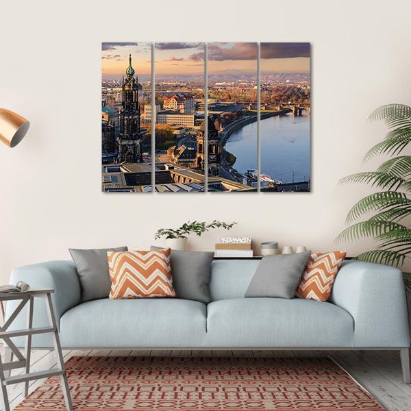 Dresden Skyline Canvas Wall Art-4 Horizontal-Gallery Wrap-34" x 24"-Tiaracle