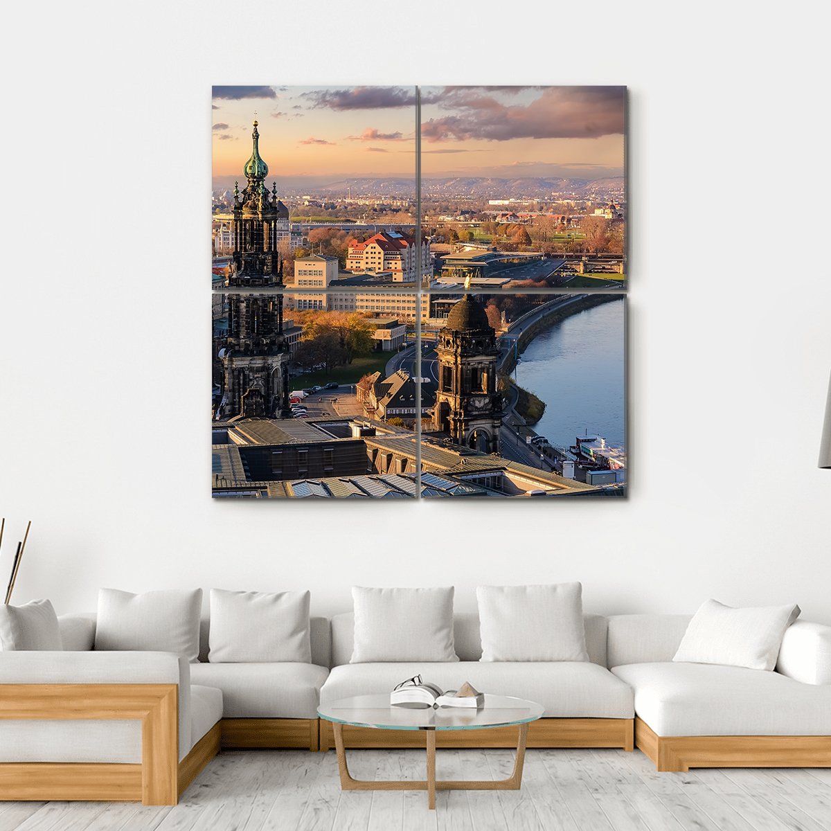 Dresden Skyline Canvas Wall Art-4 Square-Gallery Wrap-17" x 17"-Tiaracle