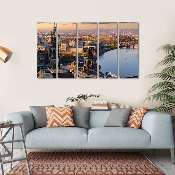 Dresden Skyline Canvas Wall Art-5 Horizontal-Gallery Wrap-22" x 12"-Tiaracle