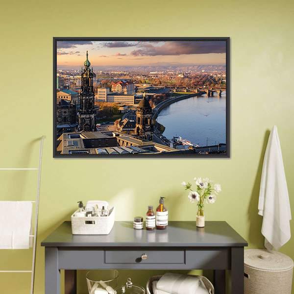 Dresden Skyline Canvas Wall Art-3 Horizontal-Gallery Wrap-25" x 16"-Tiaracle