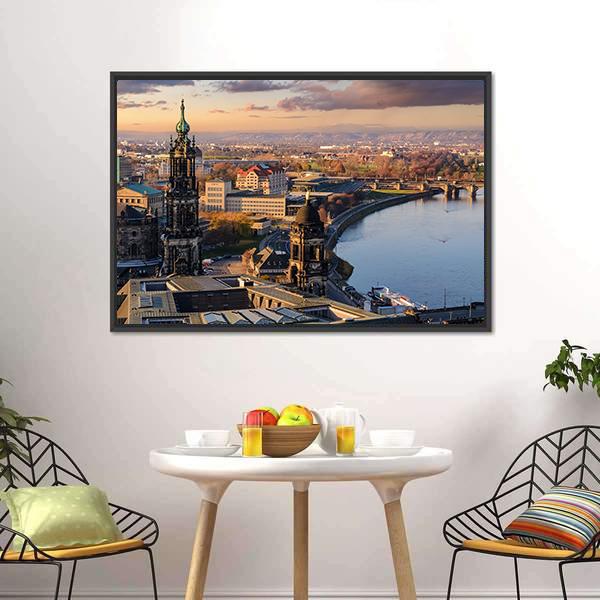 Dresden Skyline Canvas Wall Art-1 Piece-Floating Frame-24" x 16"-Tiaracle